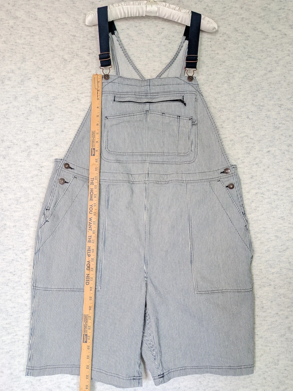 Duluth Trading Co. Rootstock Gardening Blue & White Striped Short Overalls Sz XL - Picture 16 of 16